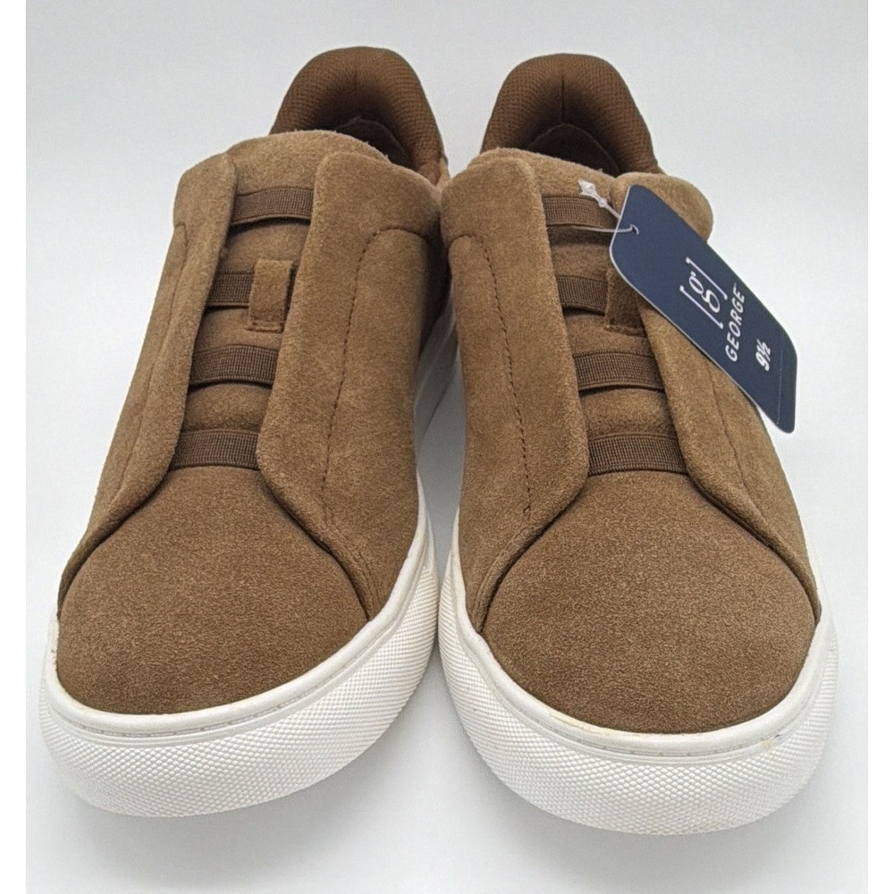 George Mens Gore Slip On Suede Leather Shoes In Cognac Size 9.5 NWT